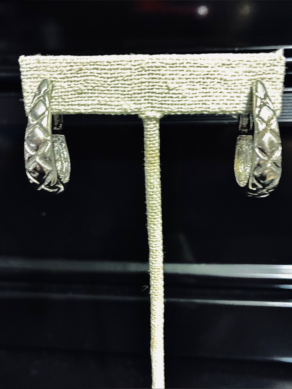 Intricate Weave Silver Hoop Earrings